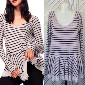 Free People‎ We the Free Tangerine Stripe Tee Sand